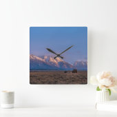 Grand Teton Mountain en Prairie Vierkante Klok (Huis)