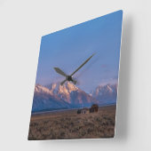 Grand Teton Mountain en Prairie Vierkante Klok (Hoek)