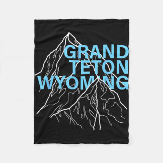 Grand teton mountain peaks wyoming minimalist line fleece deken