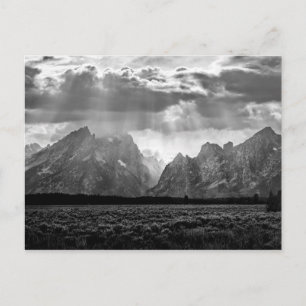 Grand Teton Mountain Range in Black and White Briefkaart