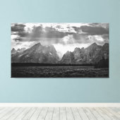 Grand Teton Mountain Range in Black and White Canvas Afdruk (Insitu (Houten vloer))