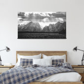 Grand Teton Mountain Range in Black and White Canvas Afdruk (Insitu (Slaapkamer))