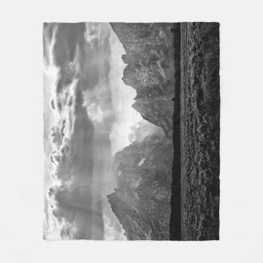 Grand Teton Mountain Range in Black and White Fleece Deken (Voorkant)