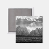 Grand Teton Mountain Range in Black and White Magneet (Voorkant / Achterkant)