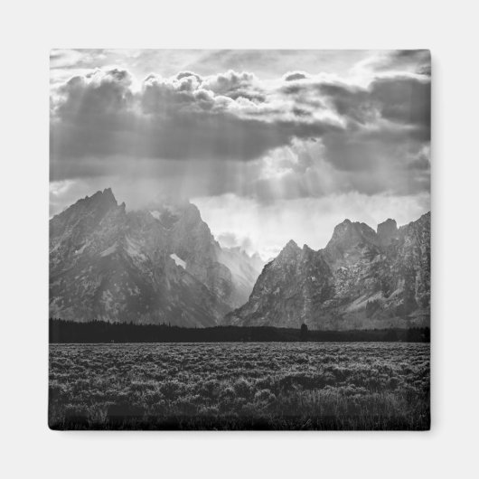 Grand Teton Mountain Range in Black and White Magneet (Voorkant)