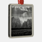 Grand Teton Mountain Range in Black and White Metalen Ornament (Rechts)
