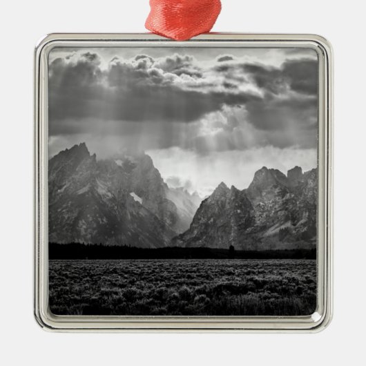 Grand Teton Mountain Range in Black and White Metalen Ornament (Voorkant)