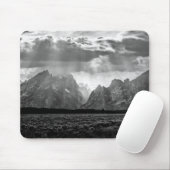 Grand Teton Mountain Range in Black and White Muismat (Met muis)