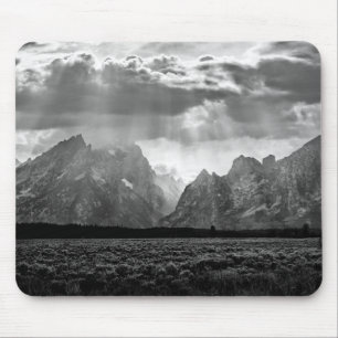 Grand Teton Mountain Range in Black and White Muismat