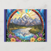 Grand Teton Mountains Faux Glas in lood Mountain Briefkaart (Achterkant)
