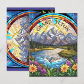 Grand Teton Mountains Faux Glas in lood Mountain Briefkaart (Voorkant / Achterkant)