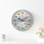 Grand Teton Mountains Faux Glas in lood Mountain Grote Klok (Huis)