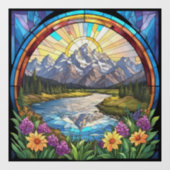 Grand Teton Mountains Faux Glas in lood Mountain Raamsticker (Vel)