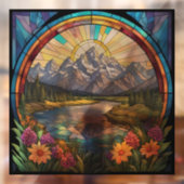 Grand Teton Mountains Faux Glas in lood Mountain Raamsticker (Vel 2)