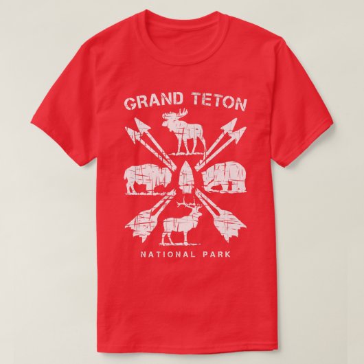 Grand Teton National Park and Moose Bear Buffalo E T-shirt (Design voorkant)