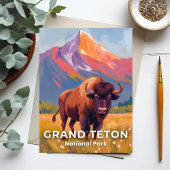 Grand Teton National Park | Bison Travel Art Briefkaart