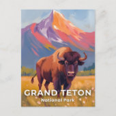 Grand Teton National Park | Bison Travel Art Briefkaart (Voorkant)