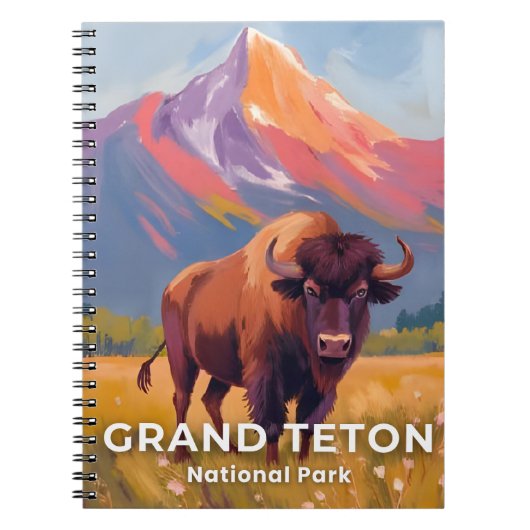 Grand Teton National Park | Bison Travel Art Notitieboek (Voorkant)