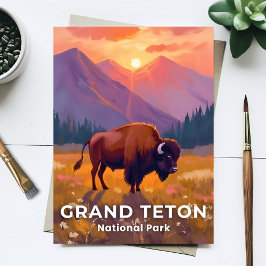 Grand Teton National Park | Bizon Wyoming Reizen Briefkaart