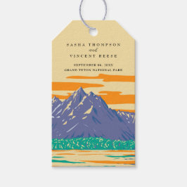 Grand Teton National Park Bruiloft Retro Cadeaulabel