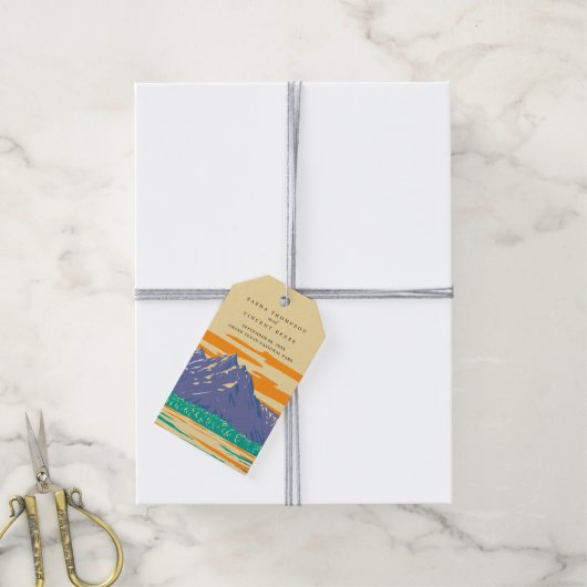 Grand Teton National Park Bruiloft Retro Cadeaulabel (Met Touw)