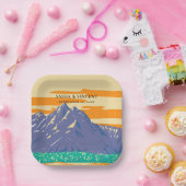 Grand Teton National Park Bruiloft Retro Papieren Bordje (Feest)