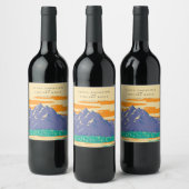 Grand Teton National Park Bruiloft Retro Wijn Etiket (Flessen)