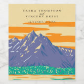 Grand Teton National Park Bruiloft Retro Wijn Etiket (Enkel label)