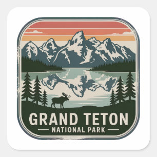 Grand Teton National Park Eland Badge Vierkante Sticker