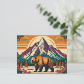 Grand Teton National Park Grizzly Retro schilderij Briefkaart (Staand voorkant)