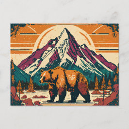 Grand Teton National Park Grizzly Retro schilderij Briefkaart
