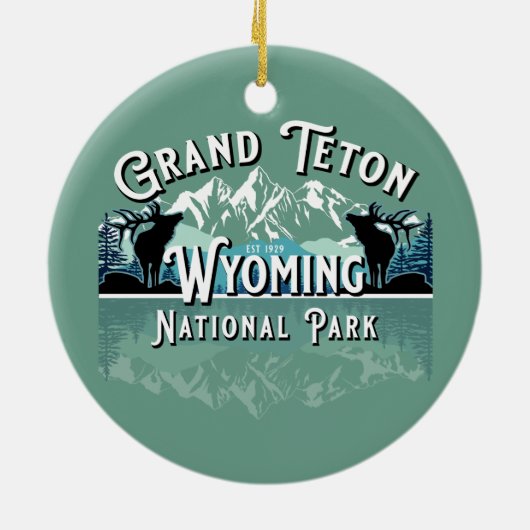 GRAND TETON NATIONAL PARK HOLIDAY KEEPSAKE KERAMISCH ORNAMENT (Achterkant)