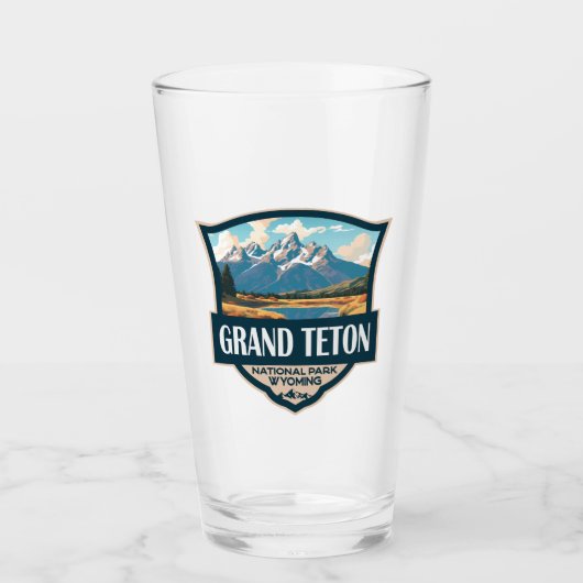 Grand Teton National Park Illustratie Retro Glas (Voorkant)