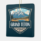 Grand Teton National Park Illustratie Retro Keramisch Ornament (Links)
