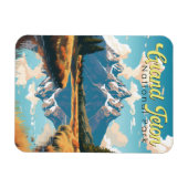 Grand Teton National Park Illustratie Retro Magneet (Horizontaal)