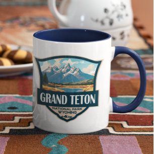 Grand Teton National Park Illustratie Retro Mok
