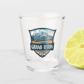Grand Teton National Park Illustratie Retro Shot Glas (Voorkant)