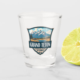 Grand Teton National Park Illustratie Retro Shot Glas