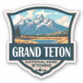 Grand Teton National Park Illustratie Retro Sticker (Voorkant)