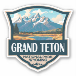 Grand Teton National Park Illustratie Retro Sticker