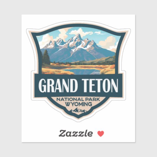 Grand Teton National Park Illustratie Retro Sticker (Vel)