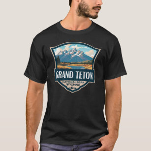 Grand Teton National Park Illustratie Retro T-shirt