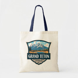 Grand Teton National Park Illustratie Retro Tote Bag