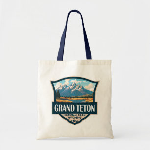 Grand Teton National Park Illustratie Retro Tote Bag