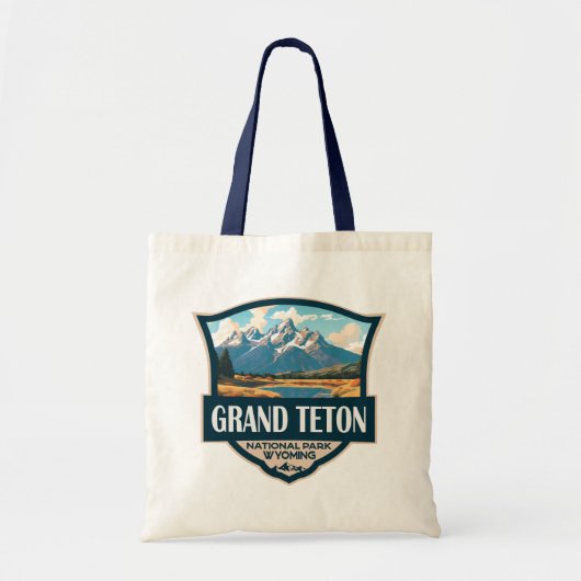 Grand Teton National Park Illustratie Retro Tote Bag (Voorkant)