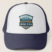Grand Teton National Park Illustratie Retro Trucker Pet (Voorkant)