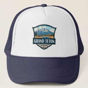 Grand Teton National Park Illustratie Retro Trucker Pet