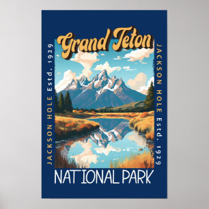 Grand Teton National Park Jackson Hole in distress Poster