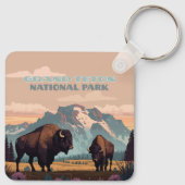Grand Teton National Park Jackson Wyoming Mountain Sleutelhanger (Achterkant)