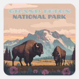Grand Teton National Park Jackson Wyoming Mountain Vierkante Sticker
